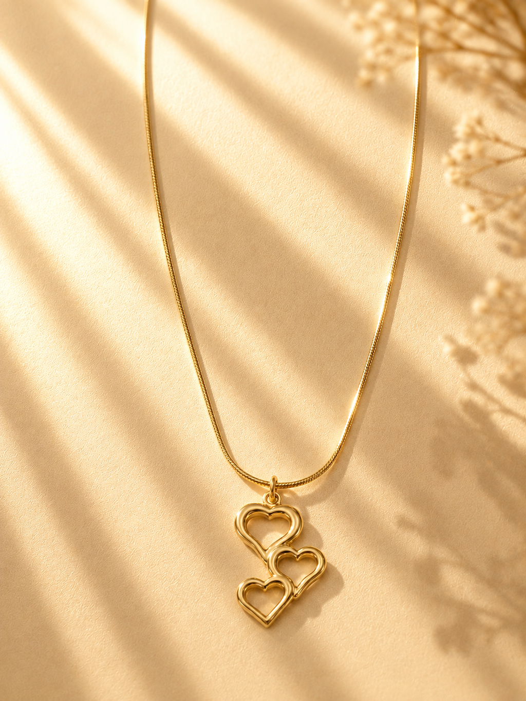 Triple Heart Gold Necklace