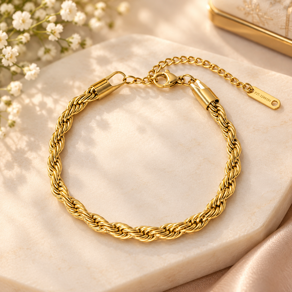 Braided Gold Bracelet with Extender Chain