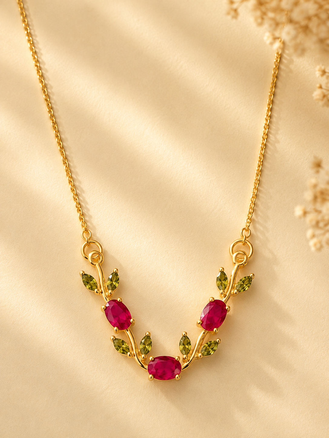 Golden Vine Ruby Necklace