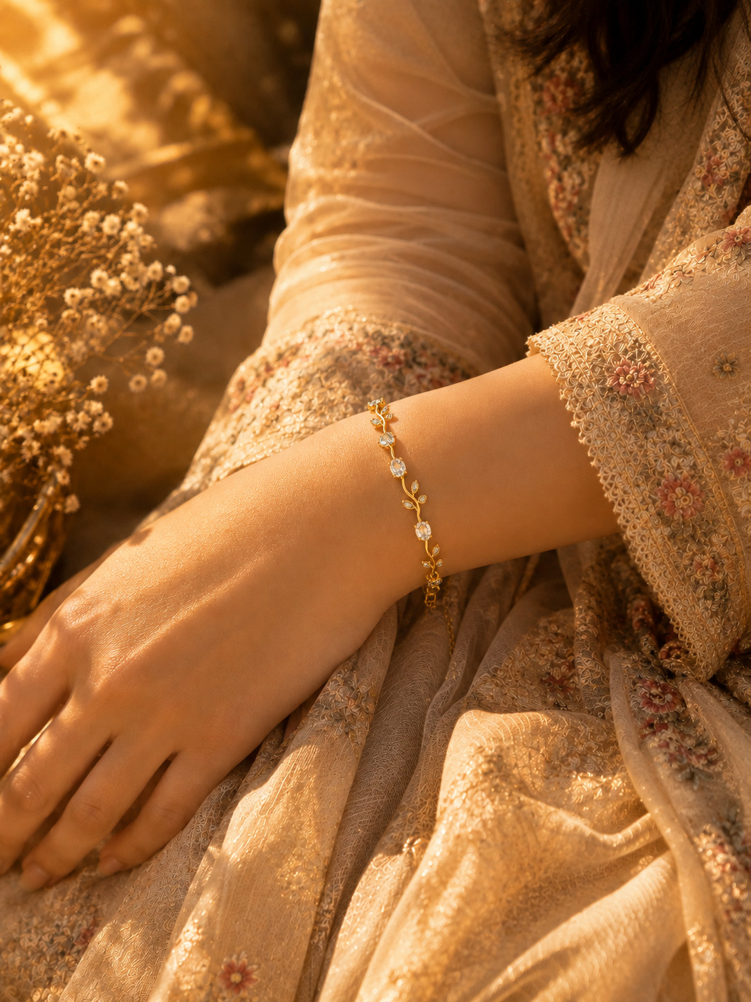Golden Crystal Vine Bracelet