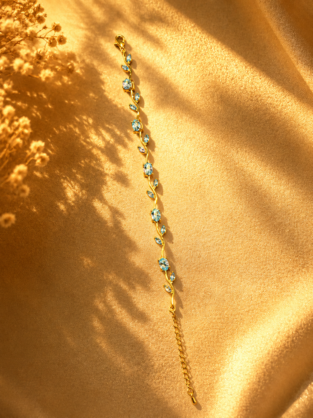 Golden Aqua Vine Bracelet- Adjustable