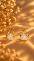 Opal Glow Crossover Earrings Golden/Silver