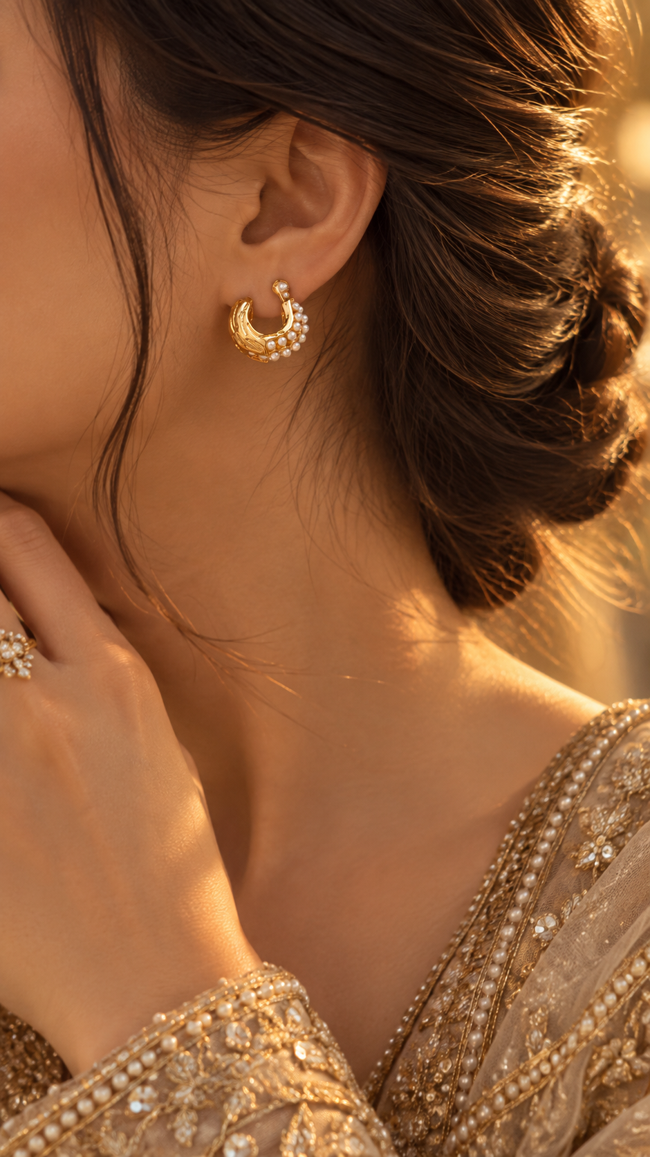 Pearl Studded Gold Bali