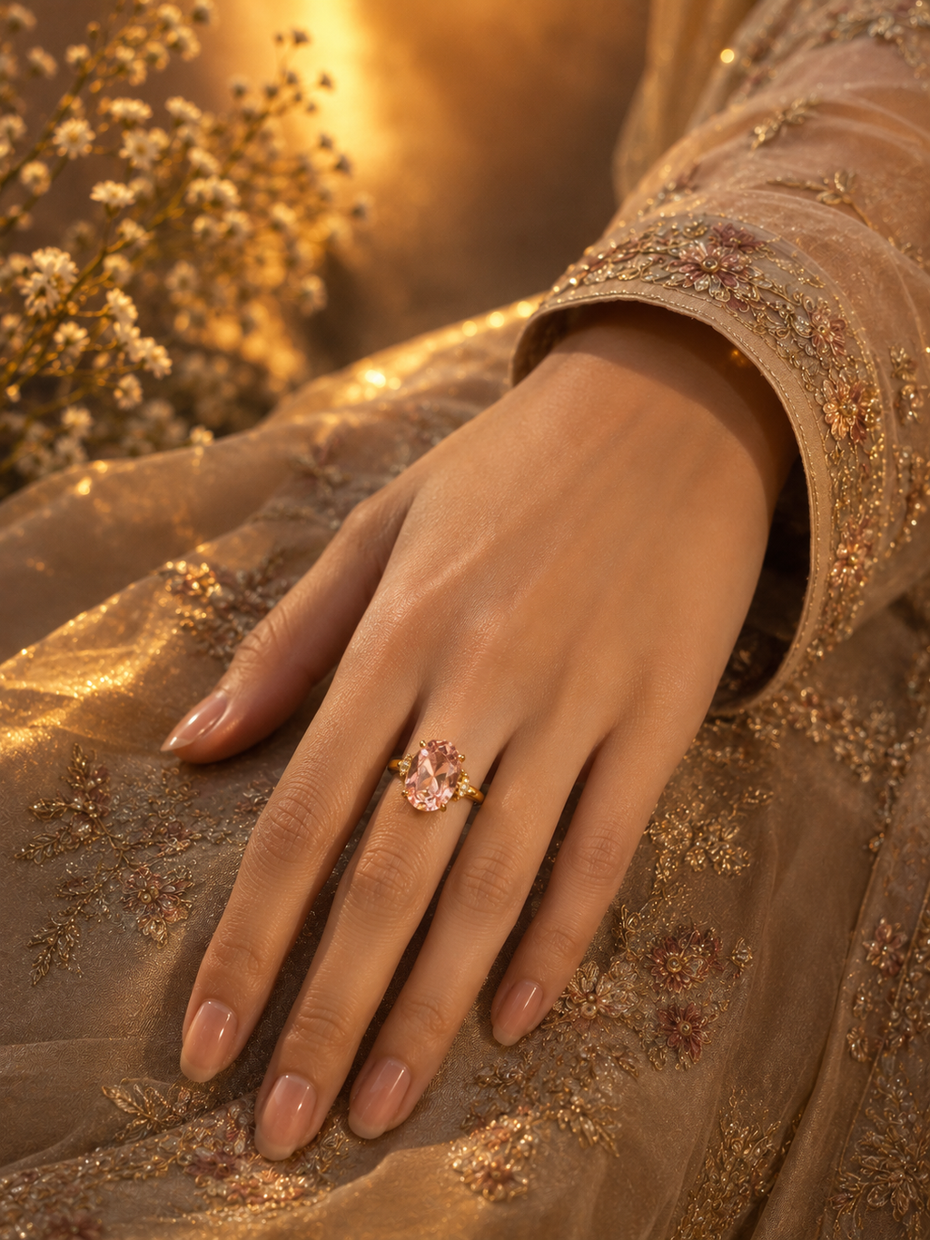 Blush Oval Halo Ring 🌸