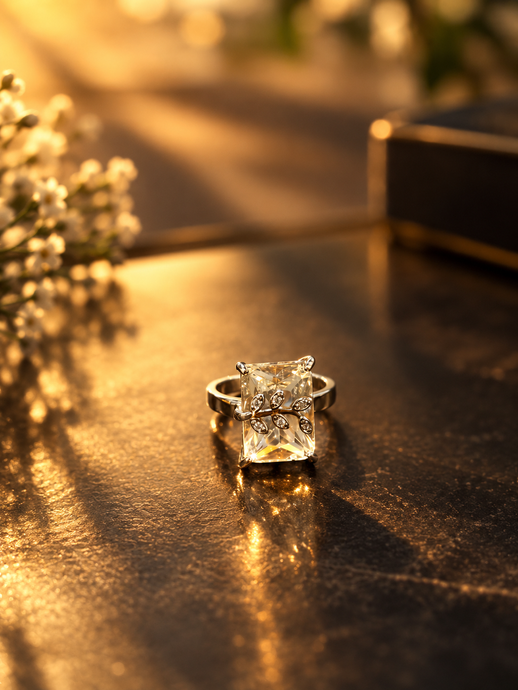 Emerald-Cut Vine Ring