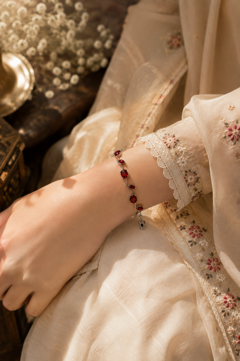 Crimson Vine Garnet Bracelet