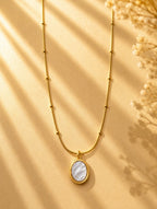 Two-Tone Pearl & Black Druzy-Circle Necklace