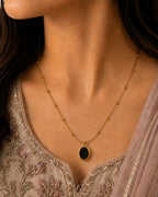 Two-Tone Pearl & Black Druzy-Circle Necklace