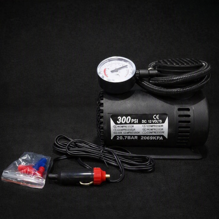 Portable 12V Air Compressor — 300 PSI Tire Inflator