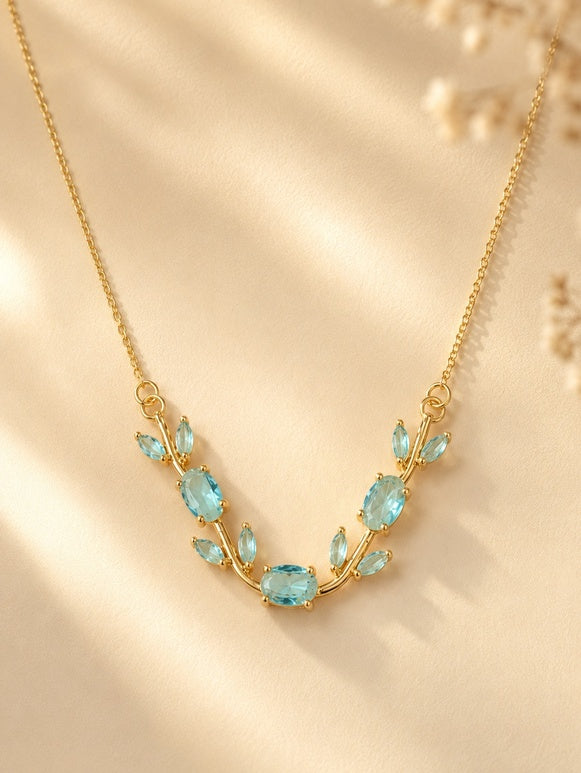 Golden Vine Aqua Necklace