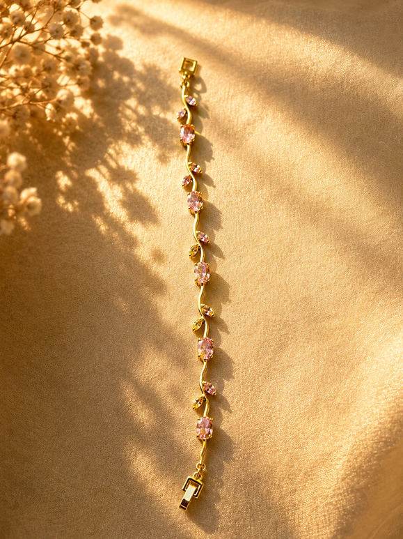 Golden Blossom Pink Vine Bracelet